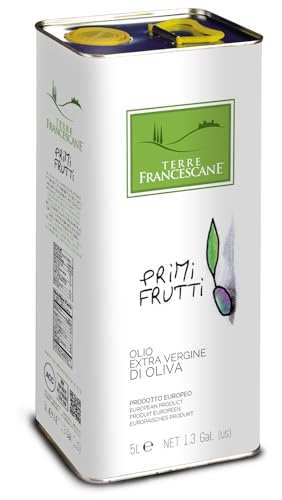 Terre Francescane Aceite de oliva virgen extra – 2 botes de 5 litros – Aceite de oliva de alta calidad de Umbría, aceite de oliva italiano prensado en frío, 100% natural, sabor afrutado y picante