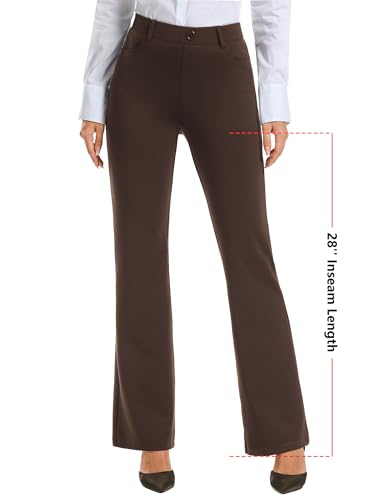 Image of Stelle Women 28 inch /30 inch / 32 inch Bootcut Dress Pants Business Casual Work Pants with Pockets Pull On Regular Slacks for Office