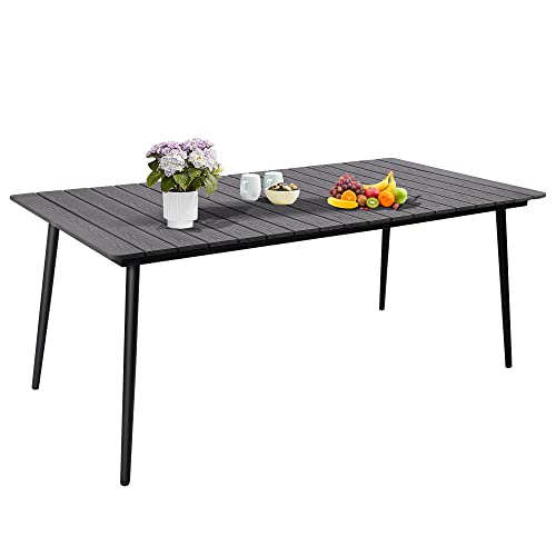 Sumshadow Patio Rectangle Dining Table, 71" X 35.1" Rectangle Outdoor Dining Table, All-Weather Table For 6, Slatted Tabletop For Patio, Lawn, Deck #TOP1
