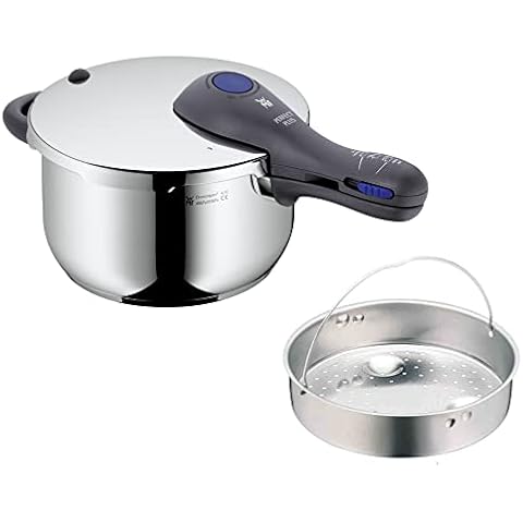 WMF Perfect Plus Schnellkochtopf Induktion 4,5l, Dampfkochtopf mit Einsatz, Cromargan Edelstahl poliert Cover