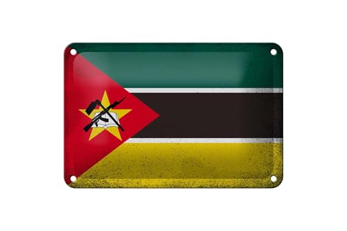 FEMER Blechschild Flagge Mosambik 18x12cm Flag Mozambique Vintage Dekoration