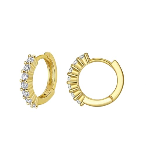 Pendientes de aro de plata de ley 925 Beydodo con circonitas redondas para mujer