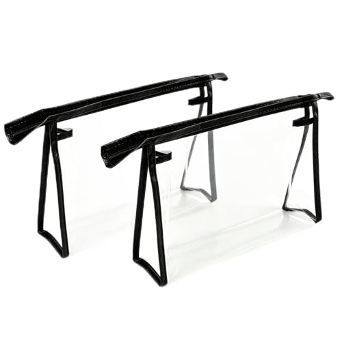 Estuches de Aseo Transparentes 2 Unidades, Bolsas de Maquillaje de PVC Impermeables para Viaje, Neceser con Cremallera para Control de Seguridad Aeropuerto
