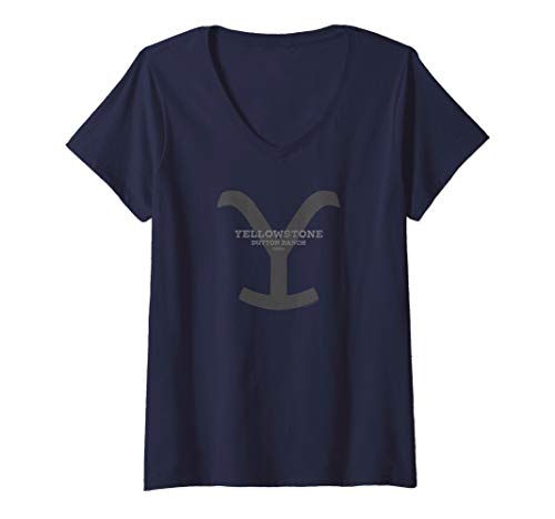 Womens Yellowstone Dutton Ranch Shadow V-Neck T-Shirt