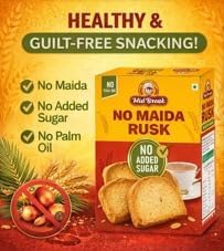 Image of MidBreak No Added Sugar Rusk 200g *Pack of 2 | Elaichi Flavoured Crispy Toast | Handmade Eggless Healthy Tea-Time Snack