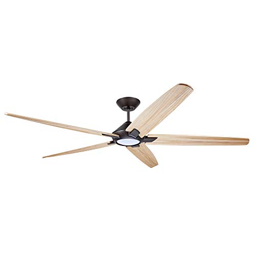 Dorian Eco 72 Inch Ceiling Fan with Light | Dimmable LED Fixture with Premium DC Motor | 6-Speed Wall Control with Natural Solid Wood Blades with and Downrod Mount, Oil Rubbed Bronze