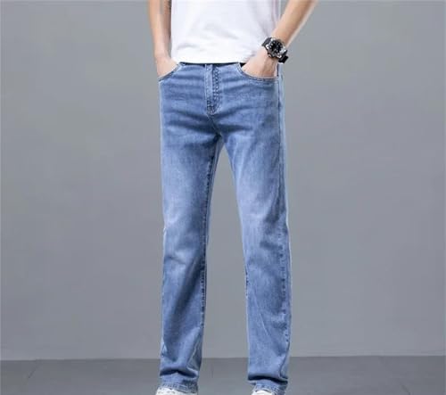 Men's Business Casual Jeans Stretch Straight Leg Soft Breathable Denim Pants Spring Summer Classic Trousers4