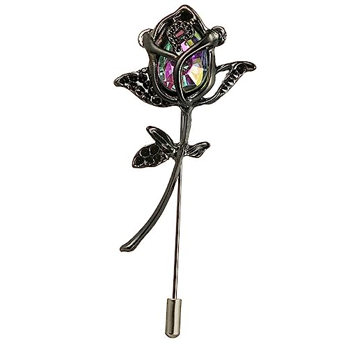 Image of Red Rose Flowers Brooches Pins Rhinestone Brooch Cubic Zirconia Classic for Party Dance Wedding Banquet for Elegant Women Beautiful Girls Lapel Pins Dress Suit Bouquet Ceremony Accessories Jewelry