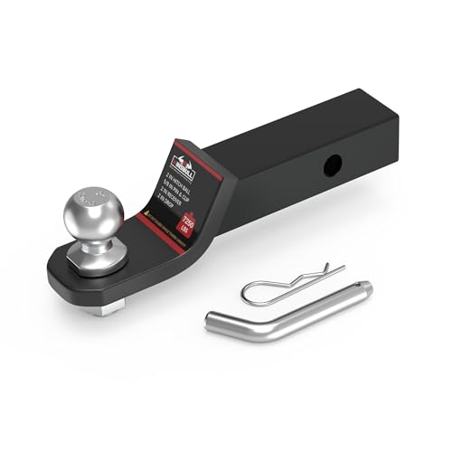 WINSBULL 2 Inch Ball Trailer Hitch 2 in Drop Receiver Hitch with 2 in Shank & Hitch Pin for Truck Towing Ball Mount 7 250 LBS GTW Black