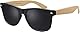 La Optica B.L.M. Sonnenbrille Holz Polarisiert Herren UV 400 CAT 3 CE Damen Nachhaltig - Bambus Holzsonnenbrille (Gläser: Schwarz)