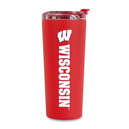 Image of Rico Industries NCAA Wisconsin Badgers Standard 24oz Stainless Steel Tumbler with Lid and Dual Functioning Lid