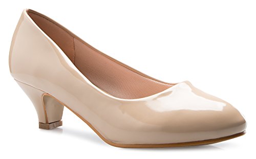 Image of Olivia K Women's Classic Closed Toe Kitten Heel Pumps | Dress, Work, Party Low Heeled
