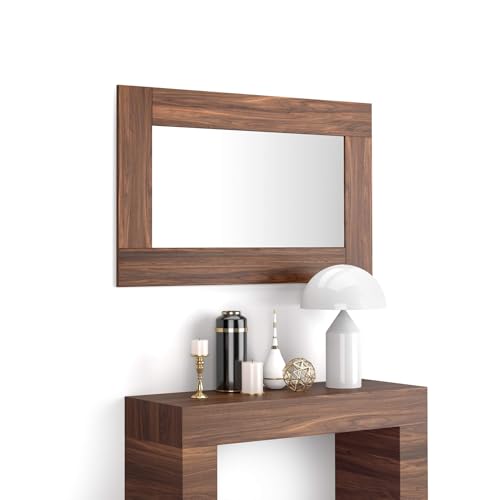 MOBILI FIVER, Espejo de Pared Rectangular Evolution, 118 x 73 cm, Color Nogal, Espejo Habitación, Corredor, Entrada, Salon, Made In Italy