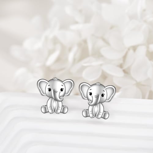 Elephant Earrings for Women Sterling Silver Elephant Stud Earrings Animal Ear Jacket Jewelry Hypoallergenic Front Back Gifts for Women3