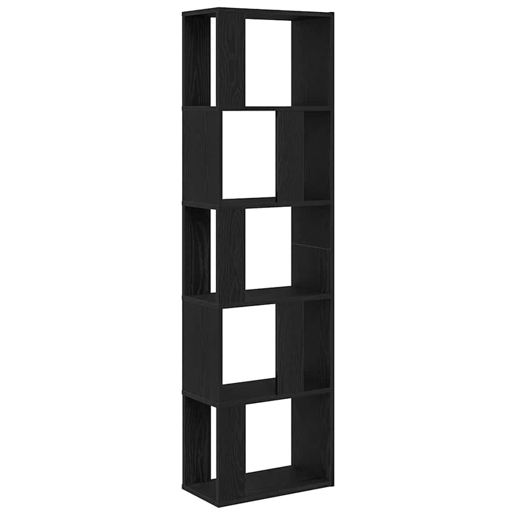 Estantería de pie negra de madera con 5 compartimentos y diseño moderno de 159 cm