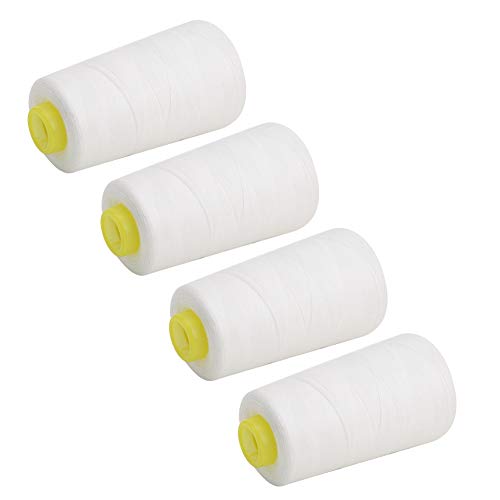 Hilo de Costura de Poliéster Leftwei 4PCS, 3000 Yardas, Blanco, Fuerte y Duradero, Multifuncional para Tela miniatura 1