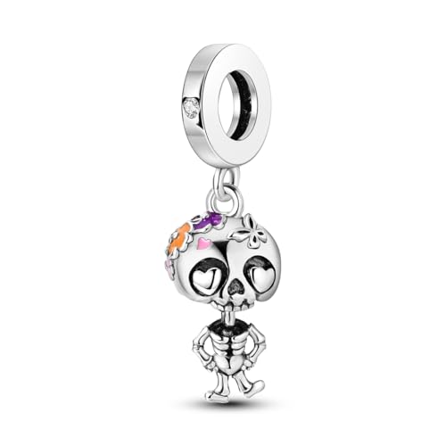 NARMO 925 Sterling Silver Santa Claus Christmas Tree Charm for Christmas Pumpkin Skeleton Charm for Halloween