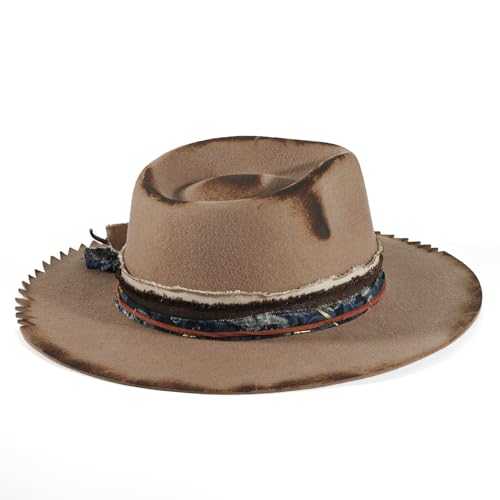 Vintage Mens Fedora Firm Wool Women Felt Panama Hat Classic Rancher Hats Wide Brim