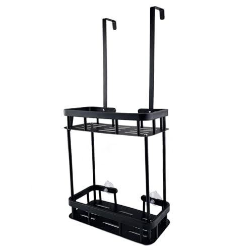 TERRARIDE Estanteria Baño sin Taladro, Organizador Ducha, Cesta de Ducha Colgante Estante Ducha Almacenaje con Gancho para Almacenamiento Champú Gel Ducha Jabonera, Accesorios, Negro
