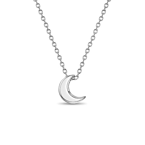925 Sterling Silver Polished Half Moon Pendant Necklace for Teenage Girls 16