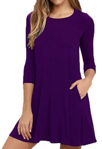 Robe décontractée manches 3/4 confortable pour cacher les rondeurs