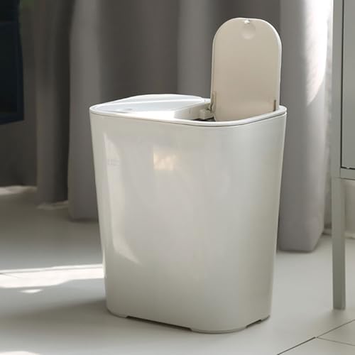 Caneca de Basura Doble Compartimento con Tapa Blanca miniatura 4