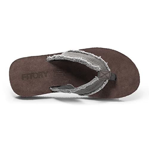 Fitory Mens Leather Flip Flops, Thong Sandals Comfort Slippers For Beach Chocolate Size 14 #TOP3