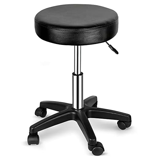Adjustable Hydraulic Rolling Swivel Salon Stool Chair Tattoo Massage Facial Spa Stool Chair Black (Black)