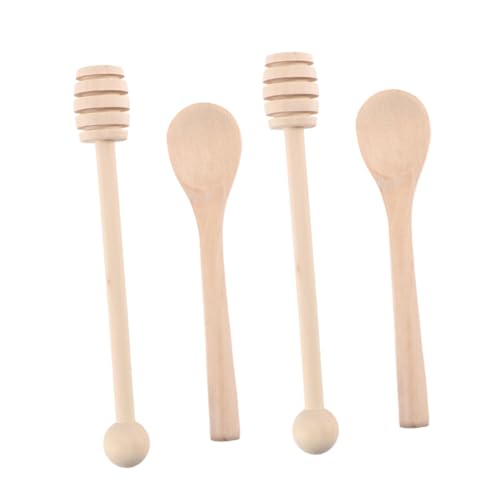 CONGARTENO Honey Stirring Spoon Set 4 Wooden Honey Stirring Sticks Honey Dippers for Wedding Party Homemade Honey