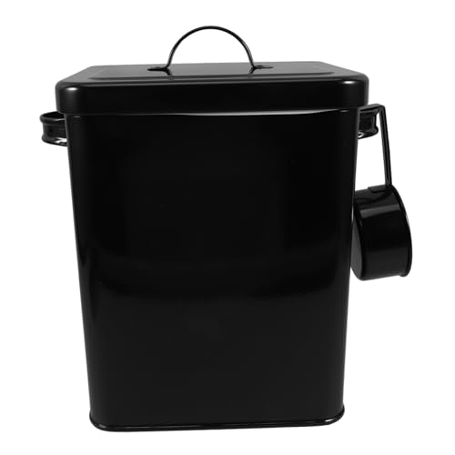 GLEAVI Balde De Almacenamiento Cucharón Contenedores De Almacenamiento De Alimentos Recipientes De Harina Con Tapas Herméticas Papelera Ajustado Acero Inoxidable Black