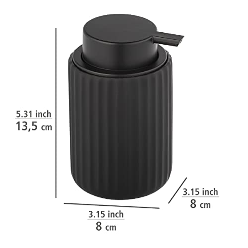 WENKO Belluno Soap Dispenser Ceramic Black, Black/Black, 1 - Image 3