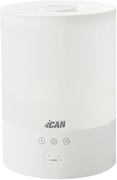 iCan 2.5L Home Desktop Humidifier with Wifi/Touch Control, RGB Light, Shaped Ring Design, Easy to Clean, White.