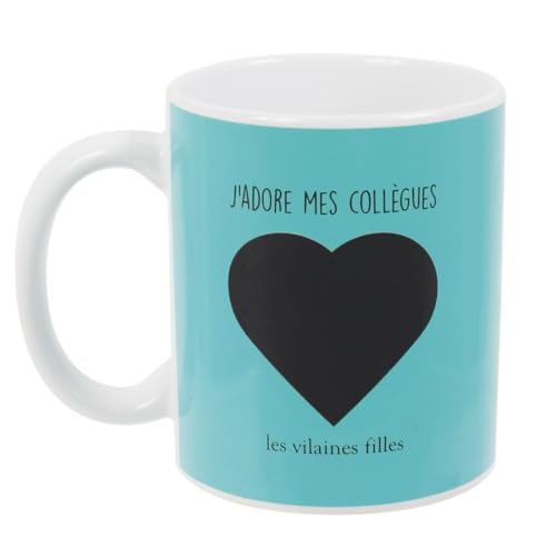 Les Vilaines Filles 39-VF-034 Mug thermoréactif J'adore mes collègues Surtout quand je suis en vacances Bleu Céramique D12 x H9,5 cm