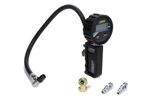 Image of JOES RACING PRODUCTS Tire Inflator and Gauge, Professional Quick Fill, 0-60 psi, Air Line /Fittings, Digital, Backlit, 2-1 /2 in Diameter, Black (32492)