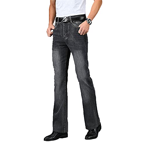 Men's Slim Straight Leg Flared Jeans Relaxed Fit Boot Cut Jean Pants Mechanical Stretch Fabric Classic Pockets Trousers (Gray,31)