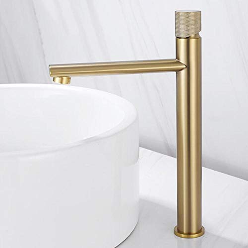 Mitigeur monotrou eau chaude froide robinet de lavabo haut laiton doré pour vasque