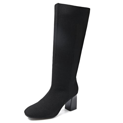 Bottes extensibles Gicoiz pour mollets larges avec tricot bout carré