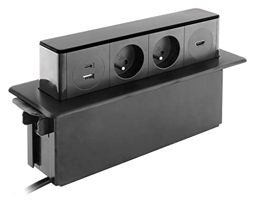 Bloc multiprise encastrable 2X 16A 2P+T + 2 Ports USB INOX - Otio
