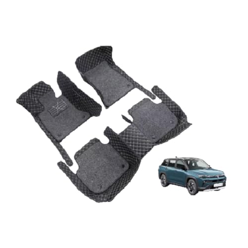 Image of Auto Hub 7D Car Floor Mats Compatible with Maruti Victoris, Leatherette, 100% Waterproof & Washable, Victoris Car 7D Floor Mat, Black