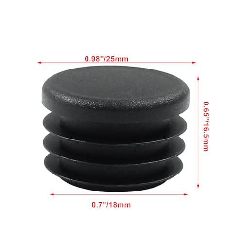 Image of 12 Pcs 1 inch inch Round Plastic Plugs Insert Chair End Caps Black End Caps for Tubing, Chair Legs, TUOHAI002401201236