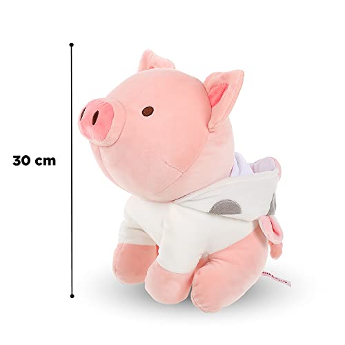 Miniso 12'' Sitting Piglet Stuffed Animals Kawaii Plush, Pig Cute Soft Plushies Body Pillow, Piglet Plush Throw Pillow Doll Plush Toys Gift For Valentine's Day Christmas(Cow Hoodie) #TOP6