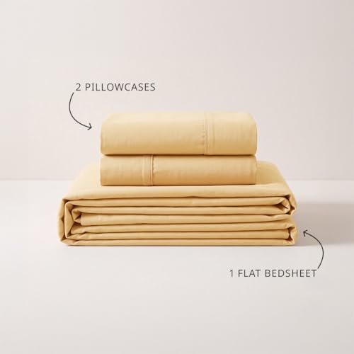 Image of LANE LINEN 100% Organic Cotton Bedsheet for Double Bed King Size - Cocoon | GOTS Certified, Percale Weave, 108x108 inches, Soft & Breathable, Machine Washable, Includes 2 Pillow Covers