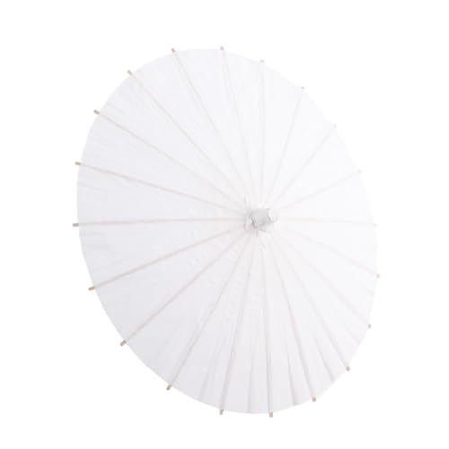 Zerodis Sombrilla de Papel Blanco para DIY, Parasol Manual Chino Japonés, Decoración y Danza, Costilla de Madera, 20 60cm