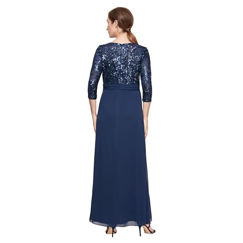 Image of Alex Evenings Womens Long Lace Top Empire Waist Dress
