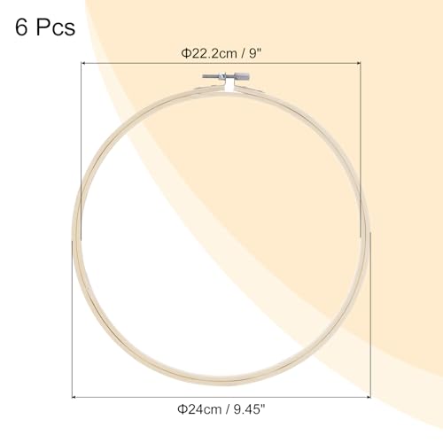 Image of MECCANIXITY 12 Pieces 9 Inch Embroidery Hoops Adjustable Round Bamboo Circle Cross Stitch Hoop Ring for Art Craft Handy Sewing Needlework DIY Decoration