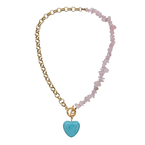 Bijoux perles de riz TQHGM collier ras de cou perlé coloré pendentif fleur unisexe