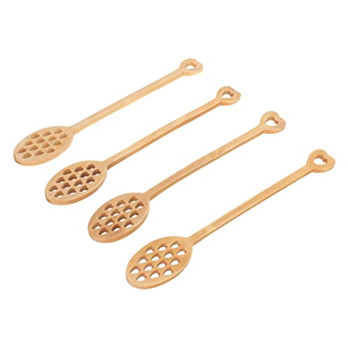 CIYODO 4pcs Honey Stick Honey Stirring Sticks Honey Dipper Stick Honey Mixing Stick Honey Stirring Spoons Chocolate Stirrers Honey Wand Honeycomb Stir Rods Long Handle Honey Spoons Wooden