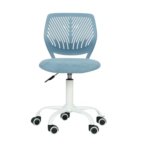 FurnitureR Writing Task Chair for Teens Boys Girls 360 Rolling Wheels Fabric Soft Pad Seat Breathable Backrest, Height Adjustable Liftup 29.5"-34.3",Blue Fabric