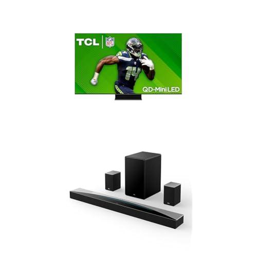 TCL 75-Inch QM7 QLED 4K Smart QD-Mini LED TV with Google TV (75QM751G, 2024 Model) Q85H Q Class 7.1.4 Channel Sound Bar with Dolby Atmos
