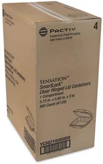 Miniatura 3 de Pactiv YCI82160 Sensation Smartlock Clear OPS - Contenedor de sándwich con tapa con bisagras de poliestireno de 6 pulgadas de ancho x 3.1 pulgadas